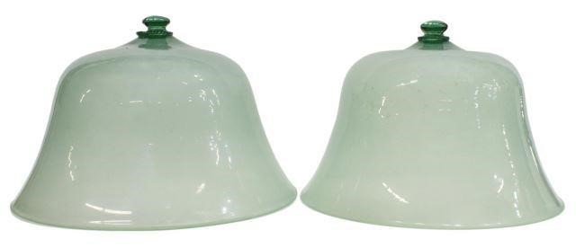 (2) ANTIQUE GLASS CLOCHE DOME