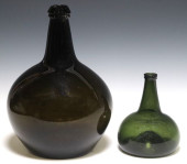 (2) ANTIQUE GREEN GLASS ONION-