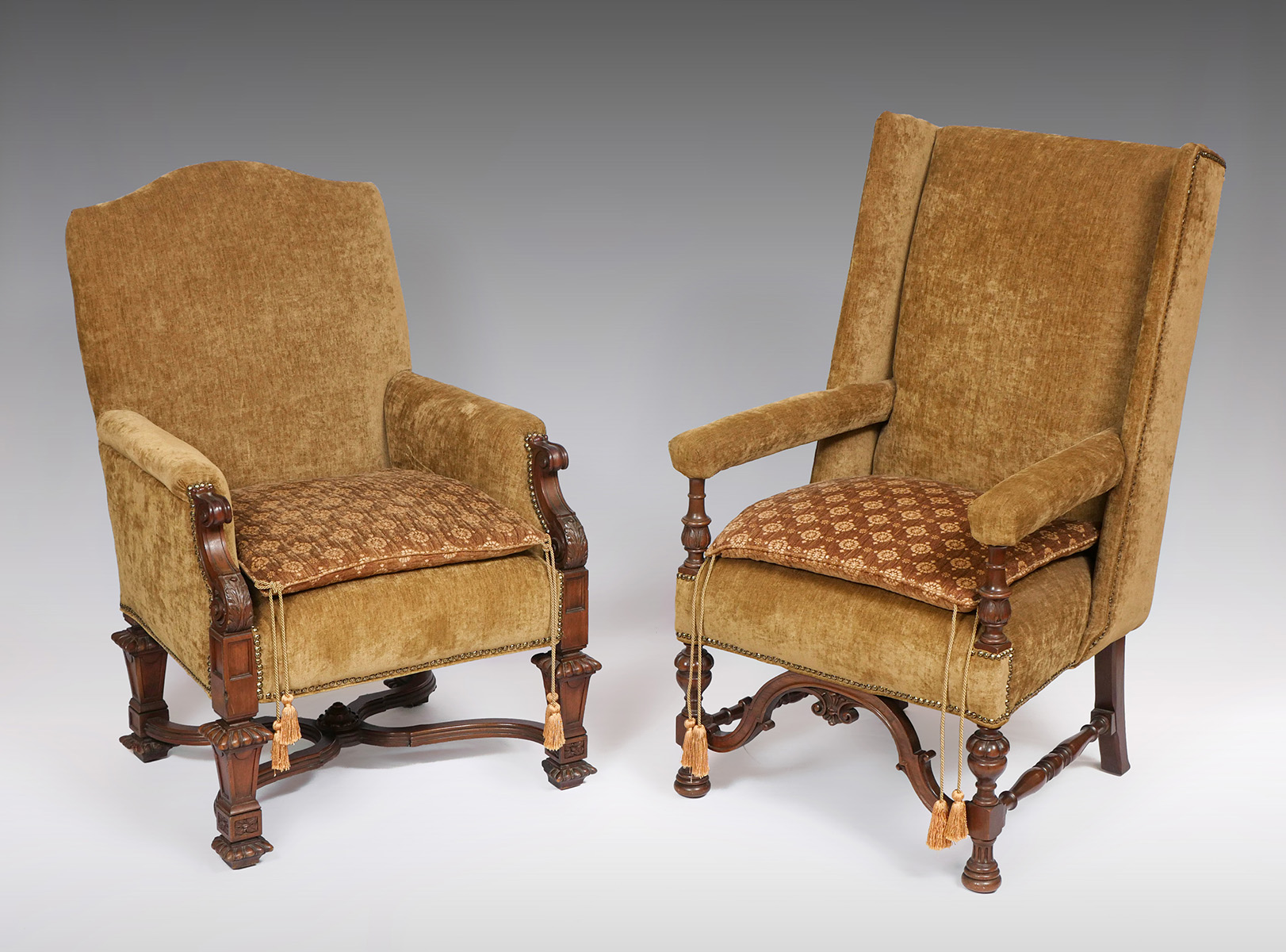 2 ANTIQUE GREEN VELVET