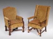2 ANTIQUE GREEN VELVET UPHOLST