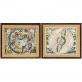 (2) ANTIQUE HAND-COLORED CELES