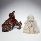(2) ANTIQUE JAPANESE GLAZED CE