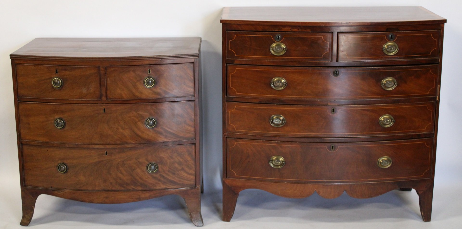 2 ANTIQUE MAHOGANY BOW FRONT CHESTS