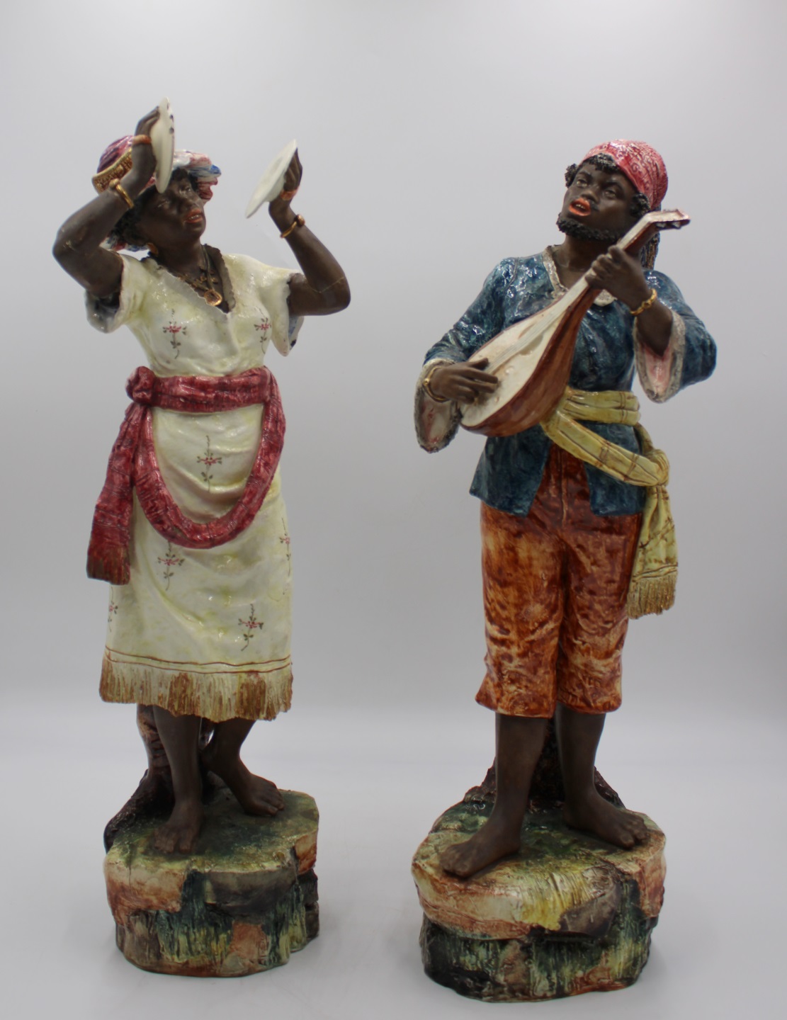 2 ANTIQUE MAJOLICA PORCELAIN