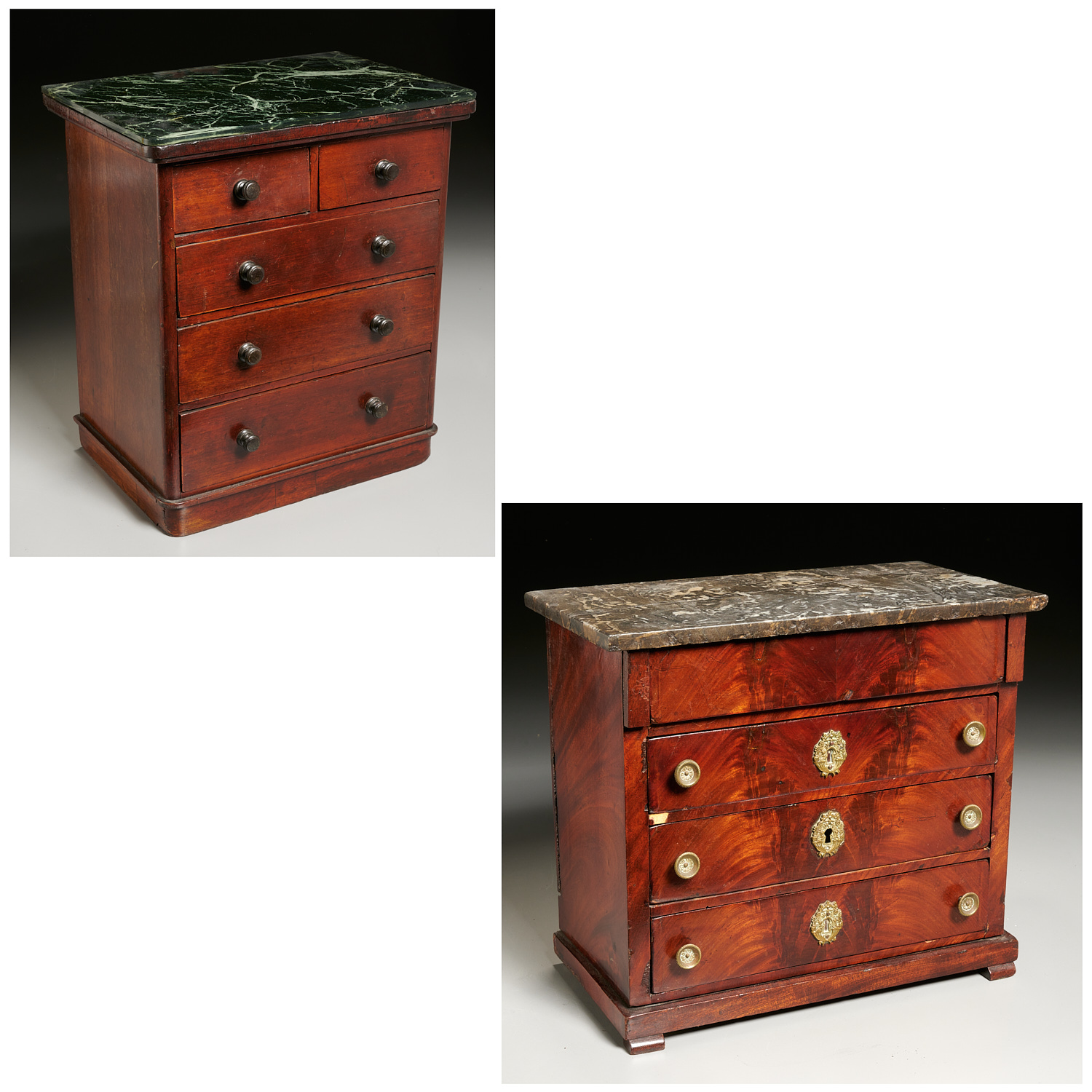 (2) ANTIQUE MINIATURE CHESTS OF