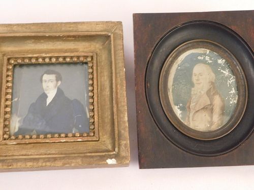 2 ANTIQUE MINIATURE PORTRAITSLot of
