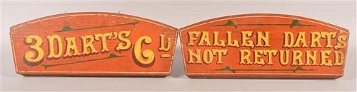 2 ANTIQUE PAINT DECORATED DART GAME