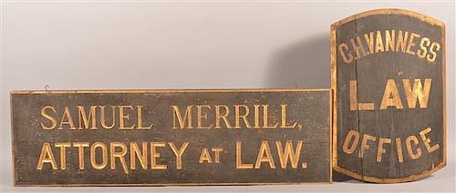 2 ANTIQUE PAINTED WOOD ATTORNEY'S