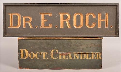 2 ANTIQUE PAINTED WOOD DOCTOR'S