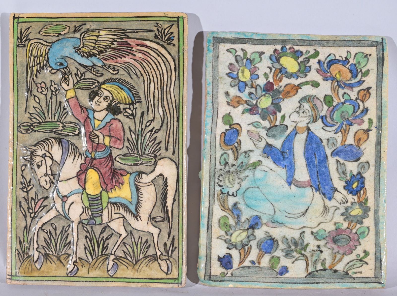 (2) ANTIQUE PERSIAN QAJAR CERAMIC