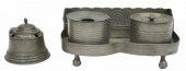 (2) ANTIQUE PEWTER INKWELL & D