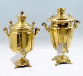 2 ANTIQUE RUSSIAN BRASS SAMOVA