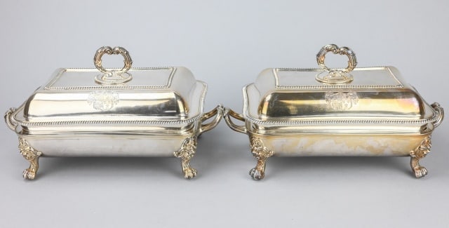 2  ANTIQUE SHEFFIELD SILVER PLATE