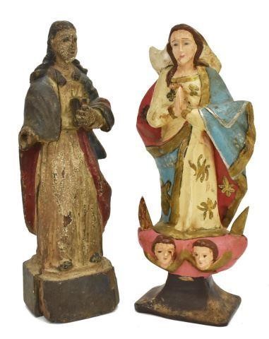 (2) ANTIQUE SPANISH CARVED