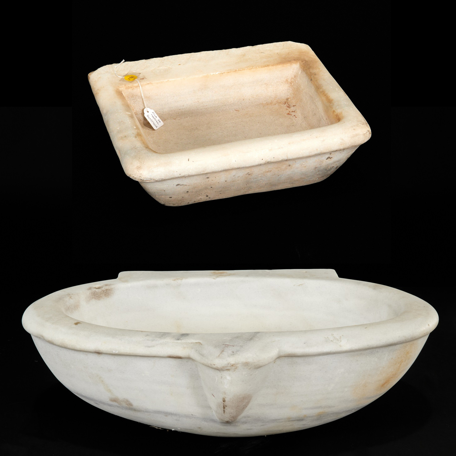 (2) ANTIQUE WHITE STATUARY MARBLE
