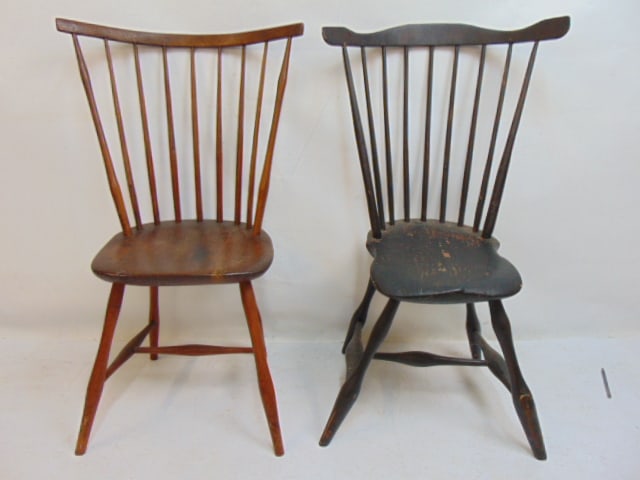 2 ANTIQUE WINDSOR CHAIRS, RABBIT