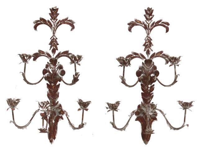 (2) ANTIQUED METAL FIVE-LIGHT