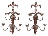 (2) ANTIQUED METAL FIVE-LIGHT