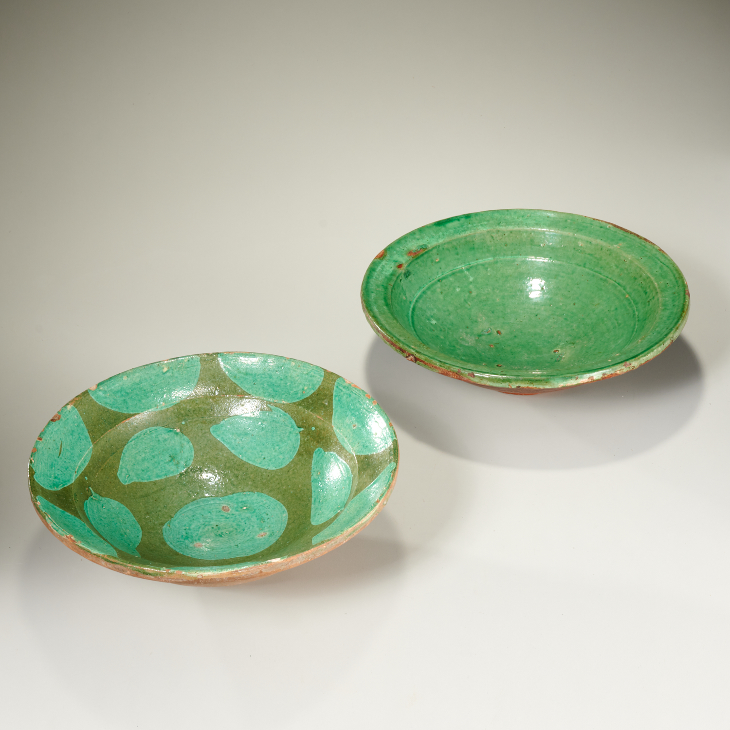 (2) APPLE GREEN GLAZED