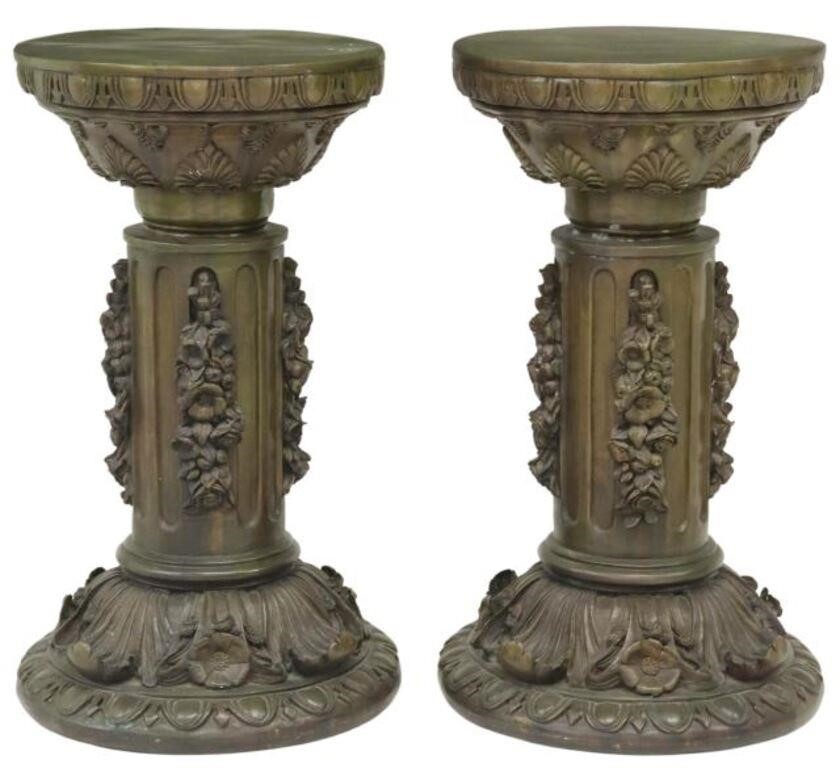 (2) ARCHITECTURAL BRONZE FLORAL