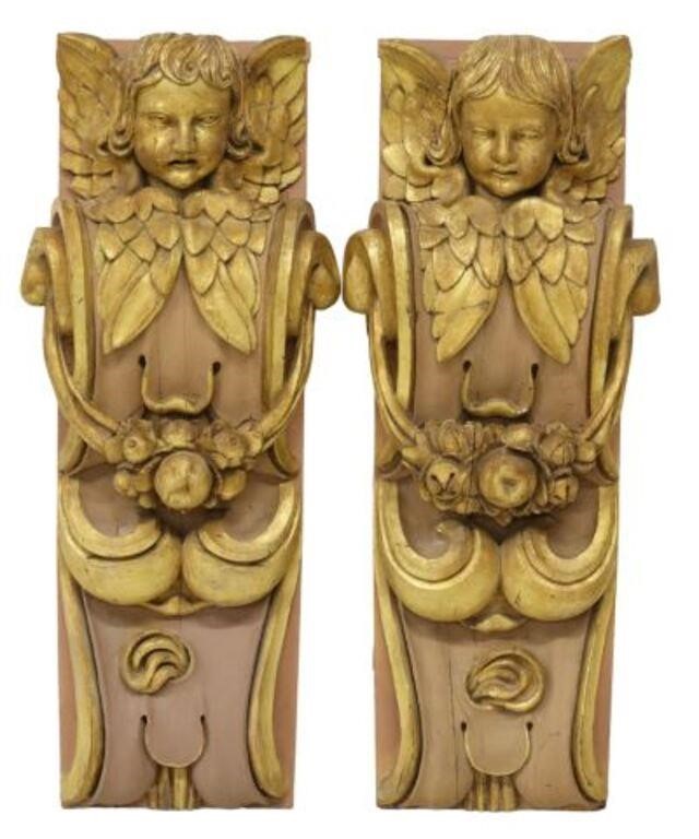 (2) ARCHITECTURAL CARVED GILTWOOD