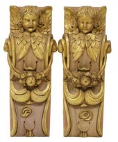 (2) ARCHITECTURAL CARVED GILTW
