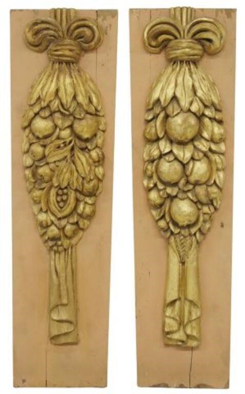 (2) ARCHITECTURAL CARVED GILTWOOD