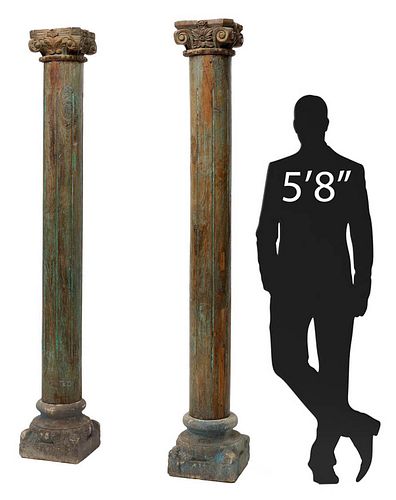 (2) ARCHITECTURAL CARVED TEAKWOOD