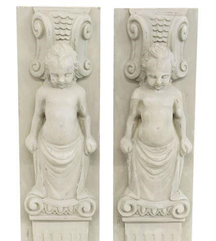 (2) ARCHITECTURAL FIGURAL CARVED