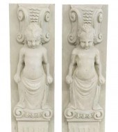 (2) ARCHITECTURAL FIGURAL CARV