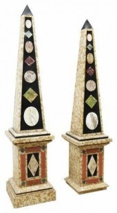 (2) ARCHITECTURAL MARBLE OBELI