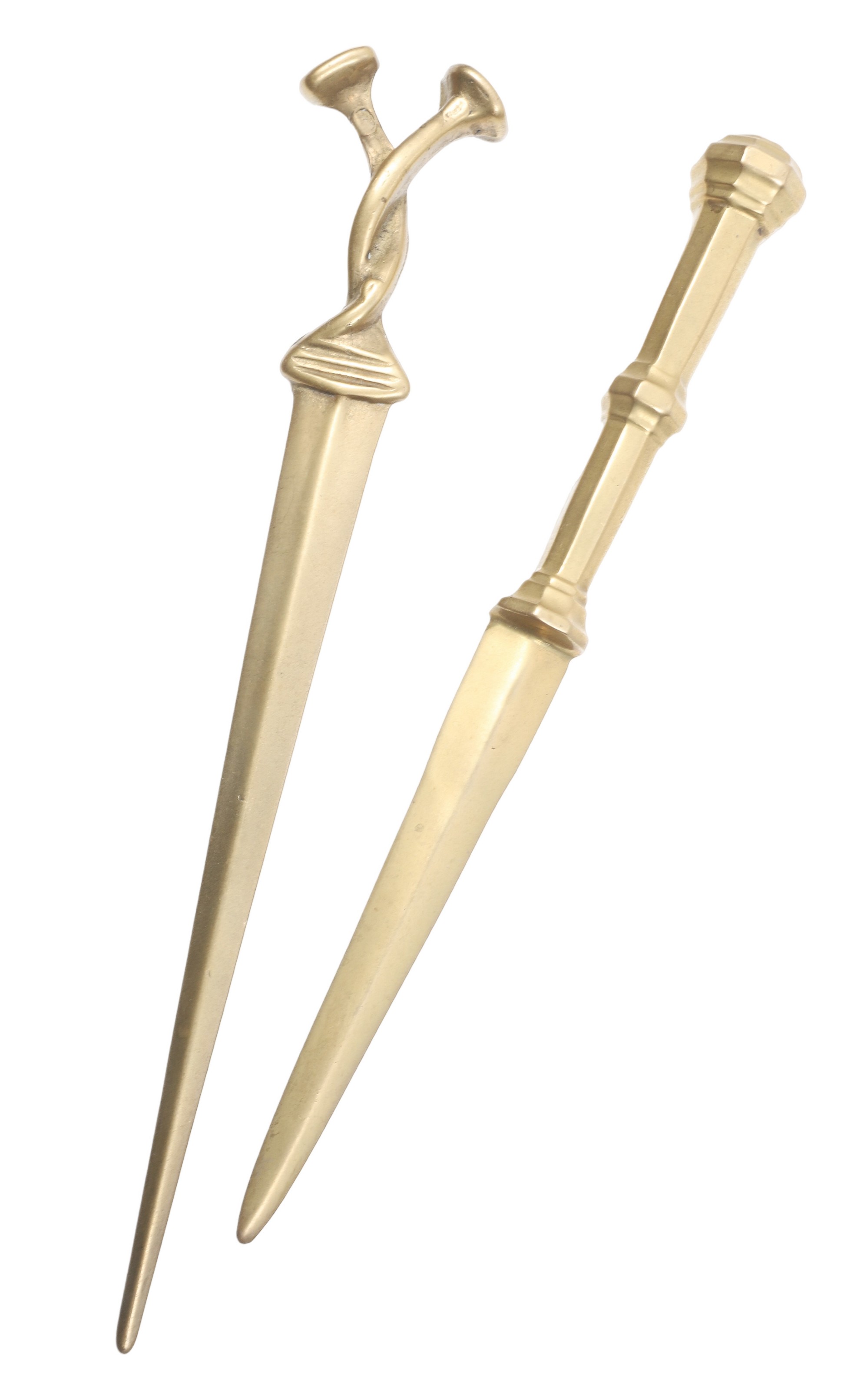 (2) Art Deco brass letter