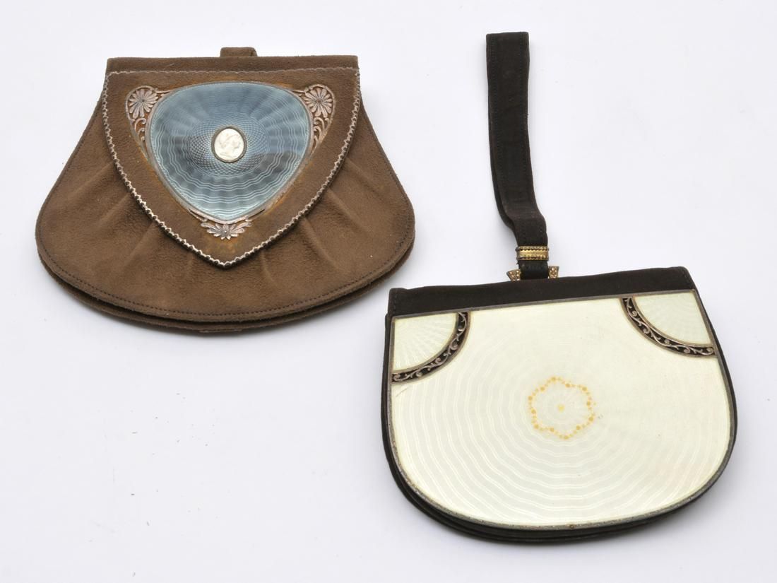 2 ART DECO GUILLOCHE & LEATHER