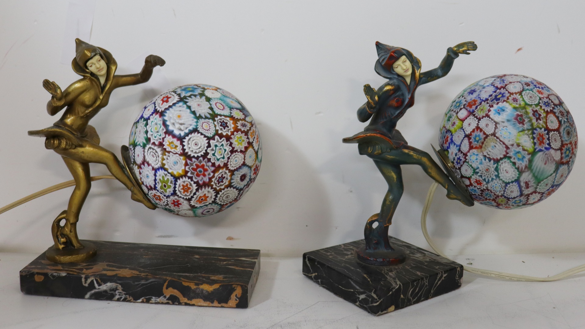 2 ART DECO PATINATED METAL