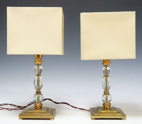 (2) ART DECO PERIOD CUT CRYSTAL