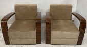 (2) ART DECO STYLE BEIGE UPHOL