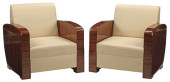 (2) ART DECO STYLE BEIGE UPHOL