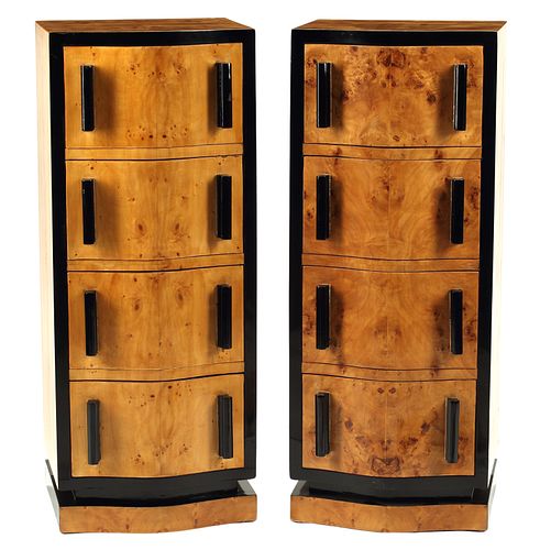(2) ART DECO STYLE BURLWOOD &AMP;