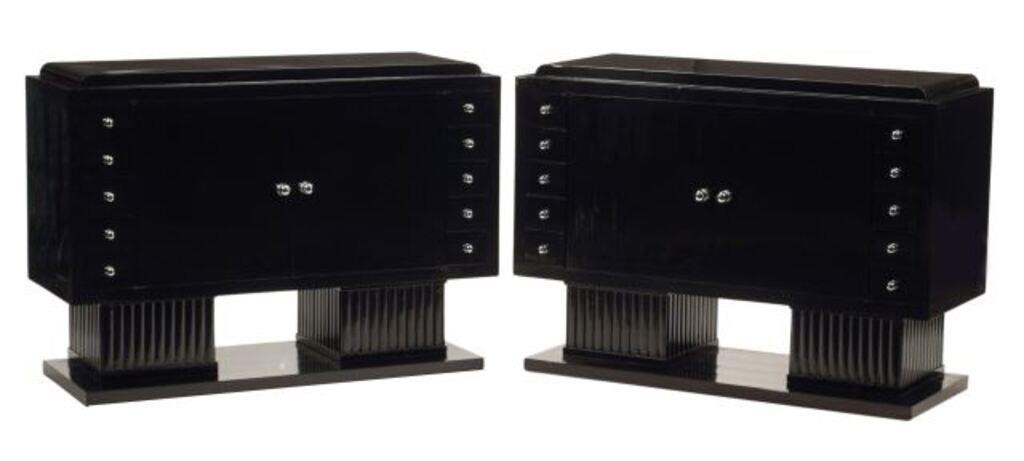 (2) ART DECO STYLE EBONIZED