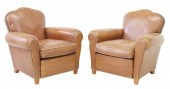 (2) ART DECO STYLE LEATHER CLU