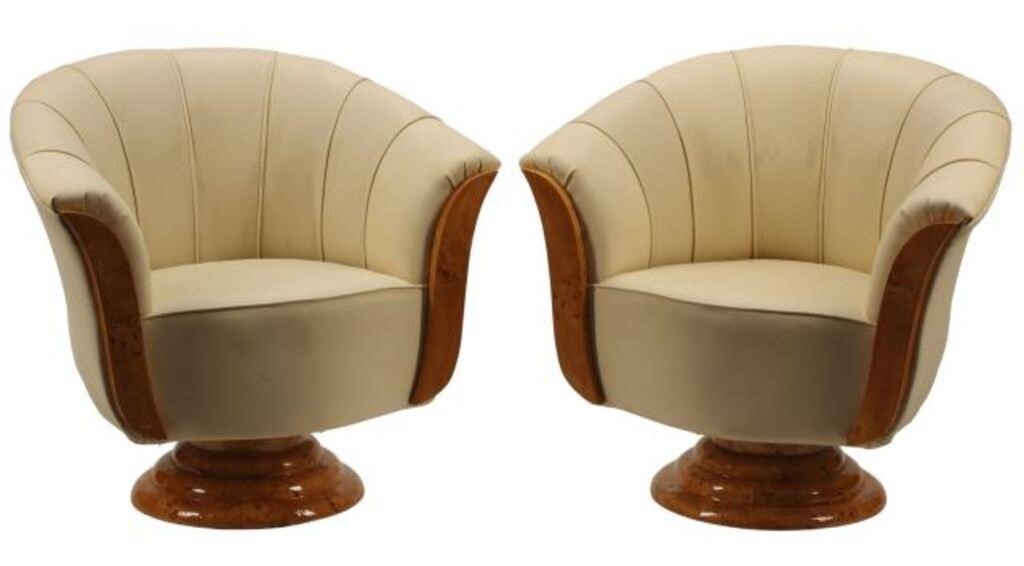 (2) ART DECO STYLE LEATHER