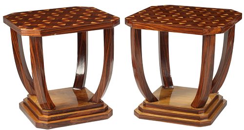 (2) ART DECO STYLE PARQUETRY SIDE