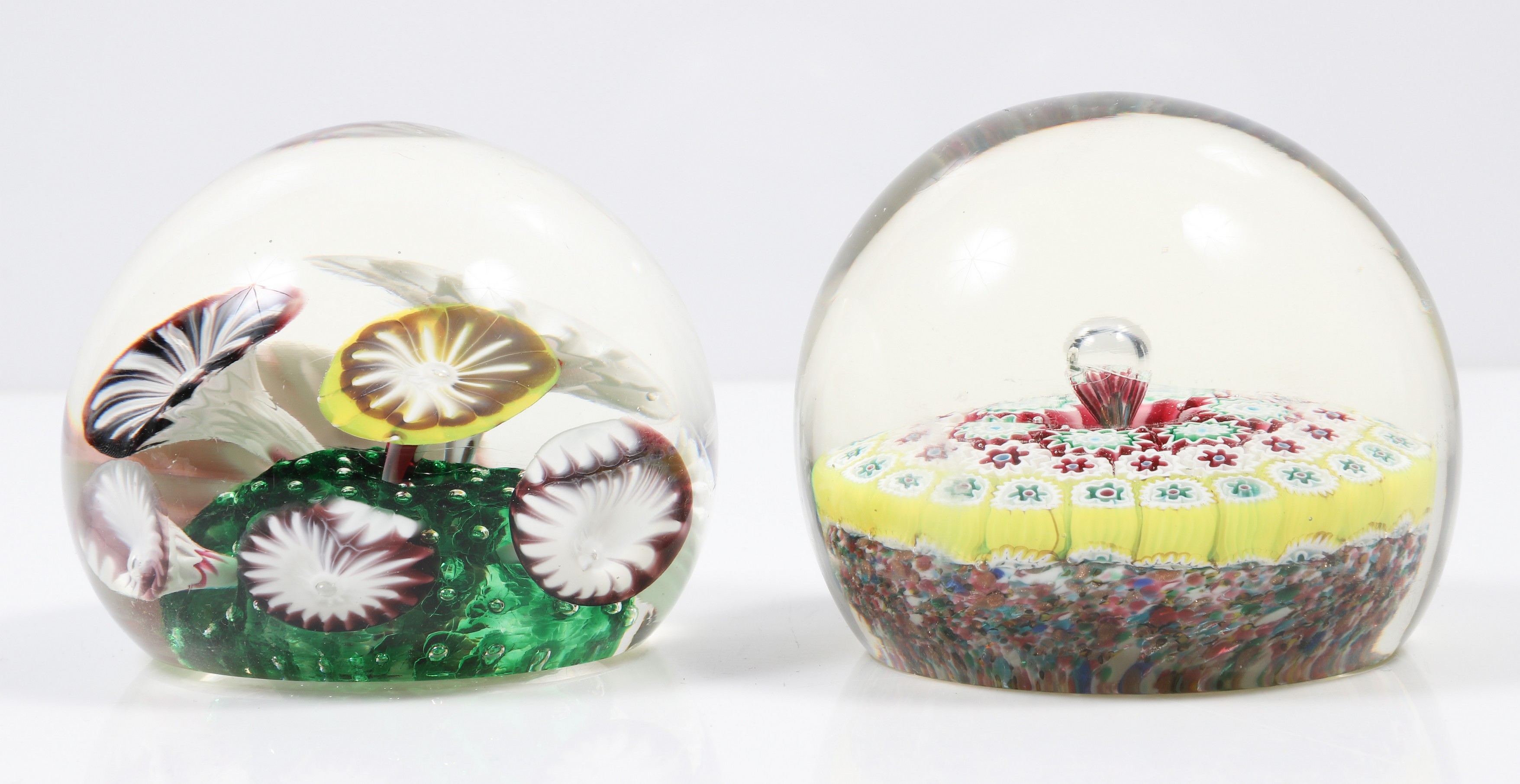 (2) Art glass paperweights,