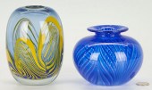 2 ART GLASS VASES, INCL. DOMIN