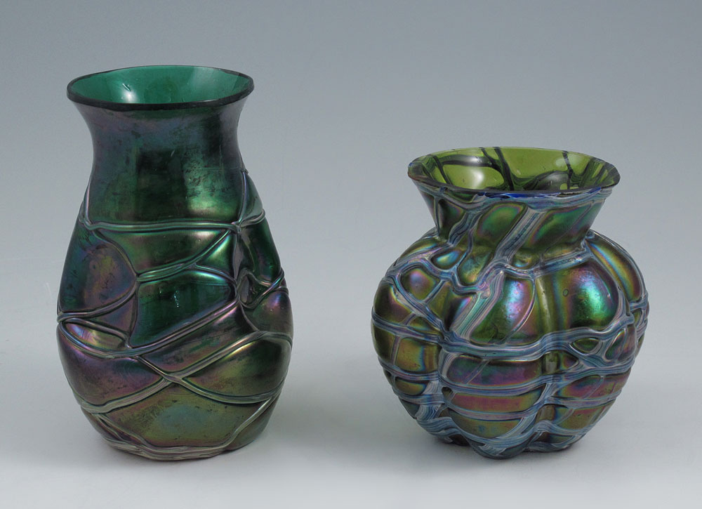 2 ART GLASS VASES: Loetz Formosa