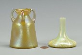 2 ART GLASS VASES: QUEZAL PERS