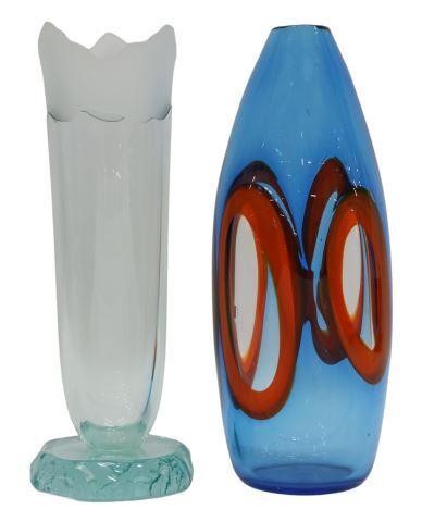 (2) ART GLASS VASES, STEPHEN