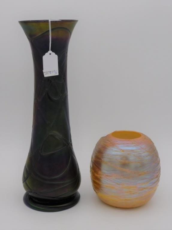 (2) ART GLASS VASES, TO INCLUDE: