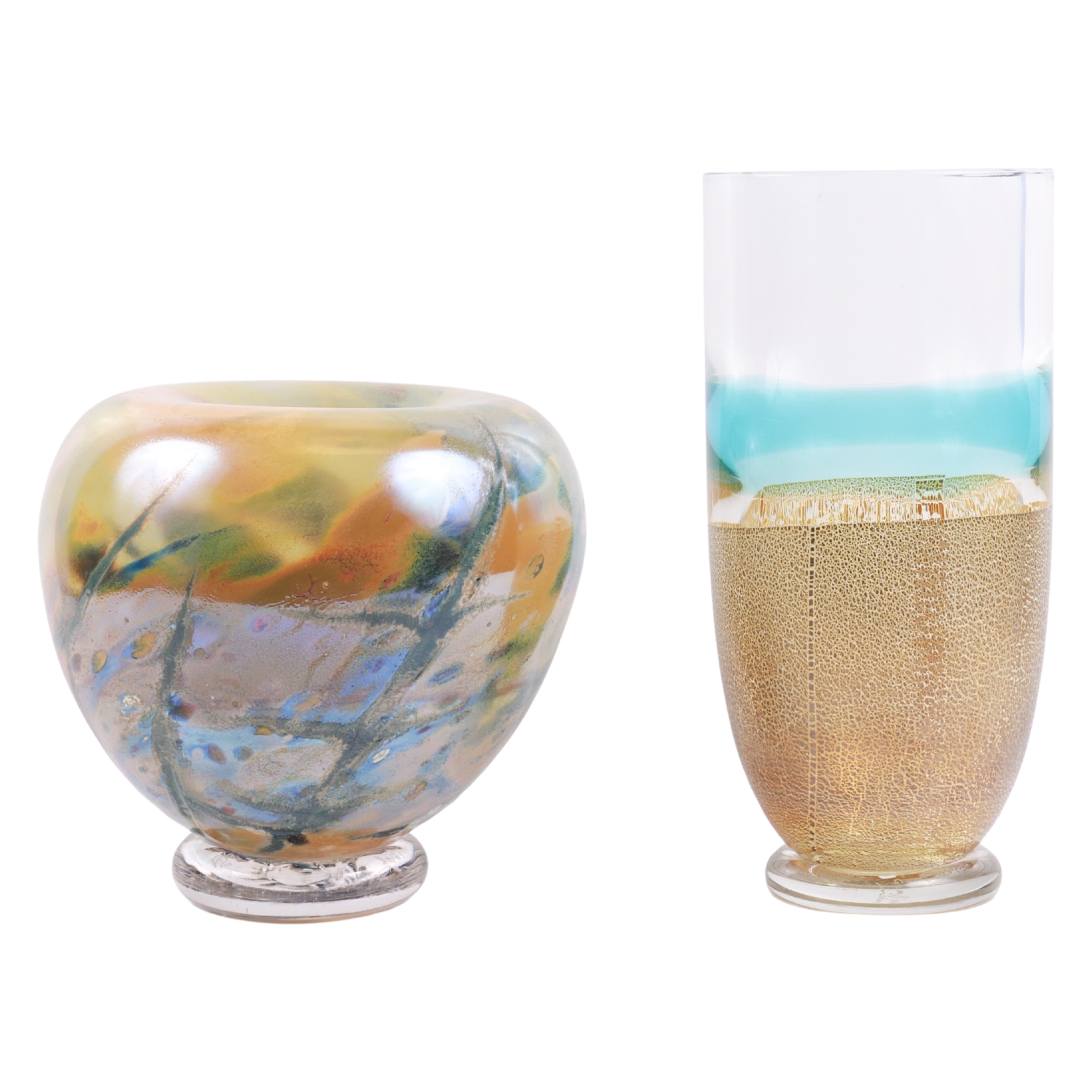 (2) Art glass vases to include