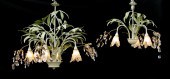 2 ART METAL AND CRYSTAL FLORAL